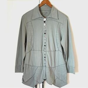 Neon Buddha Sojourn Women's Tunic Top Size L  Gray Asymmetrical Artsy Boho